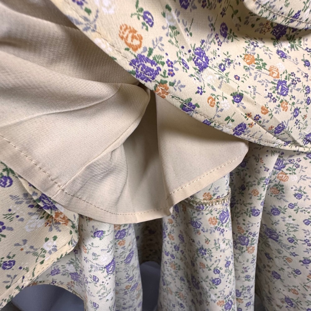 Floral Smocked Midi Dress Ruffle Tiered L Cottagecore Milkmade Prairie Feminine‎ - Picture 9 of 10
